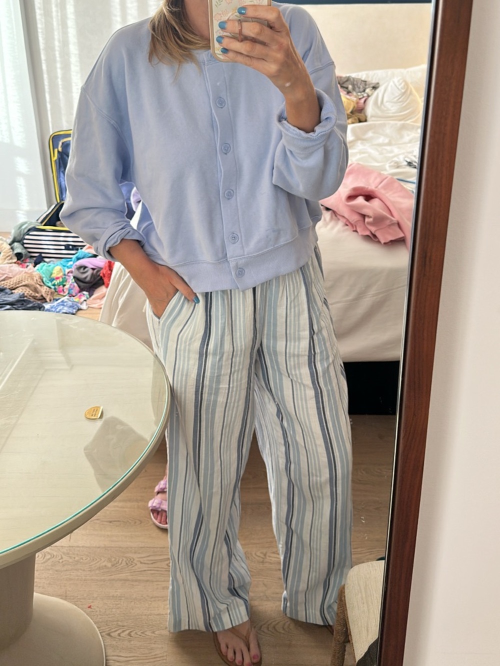Wonderly Linen Wide Leg Striped Pants